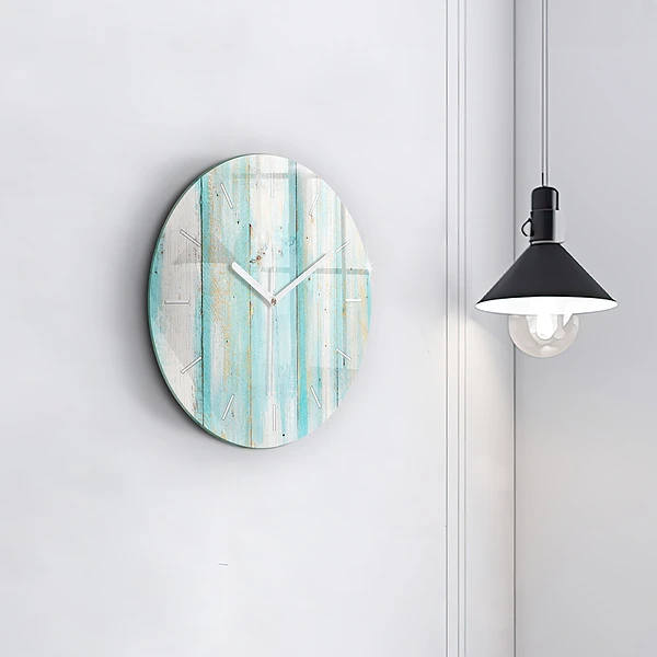 Horloge ronde Tableaux bleus