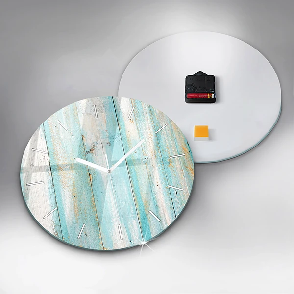 Horloge ronde Tableaux bleus