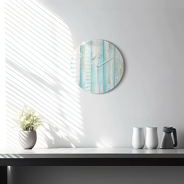 Horloge ronde Tableaux bleus