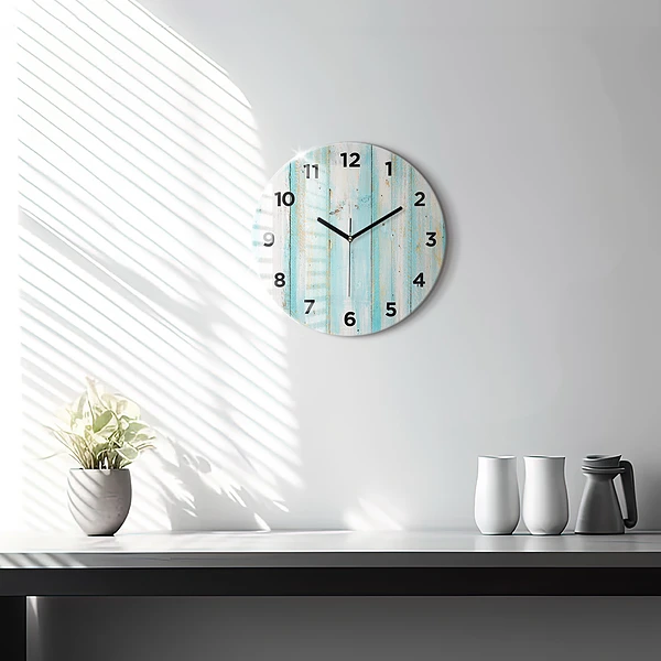 Horloge ronde Tableaux bleus