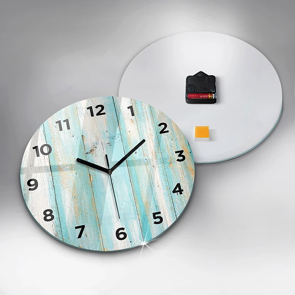 Horloge ronde Tableaux bleus