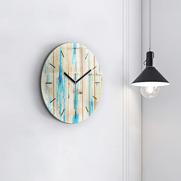 Horloge ronde Bois rayé
