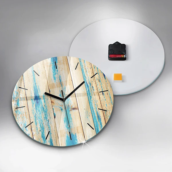 Horloge ronde Bois rayé