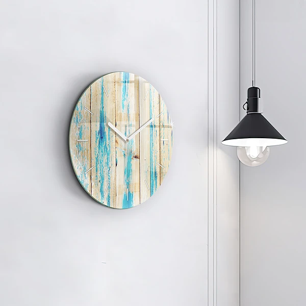 Horloge ronde Bois rayé