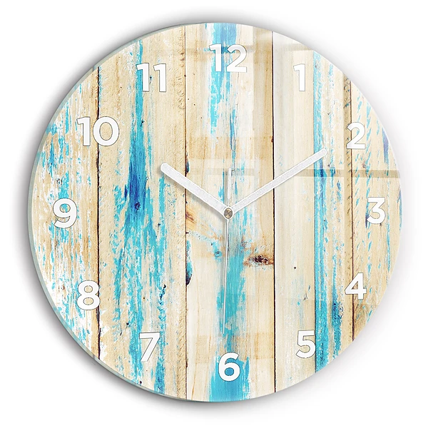 Horloge ronde Bois rayé