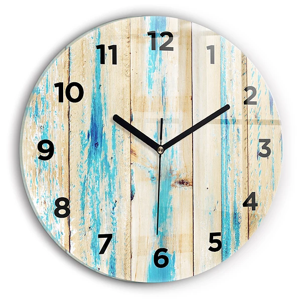 Horloge ronde Bois rayé