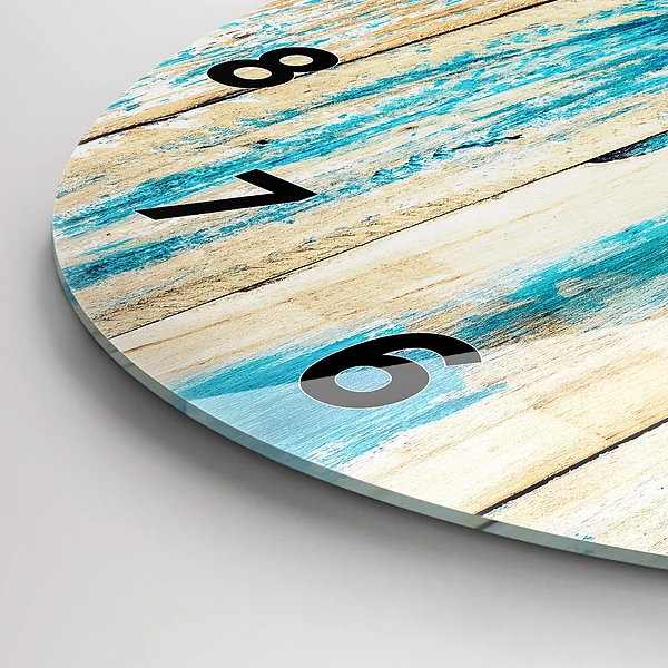 Horloge ronde Bois rayé