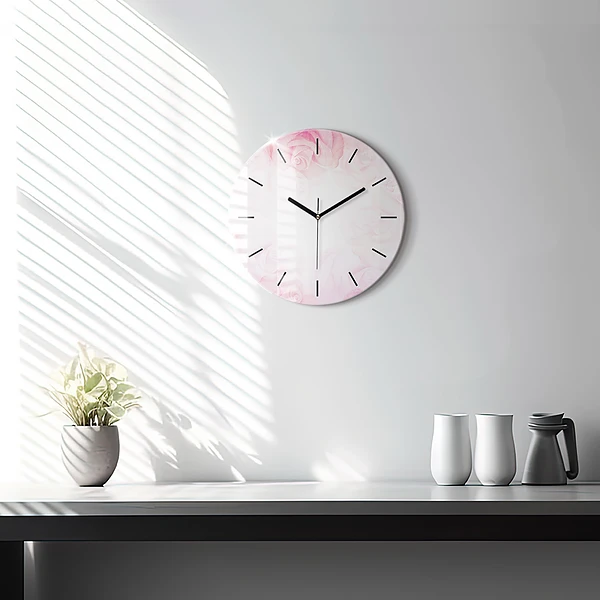 Horloge ronde Roses abstraites
