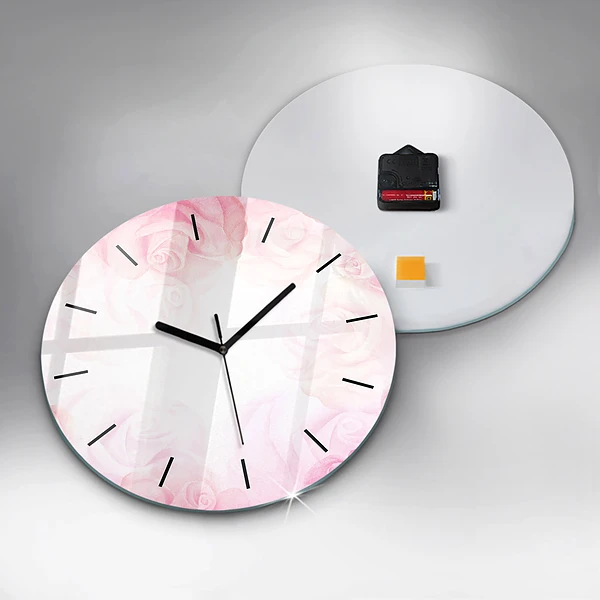 Horloge ronde Roses abstraites
