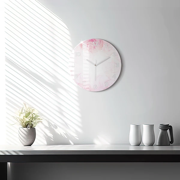 Horloge ronde Roses abstraites