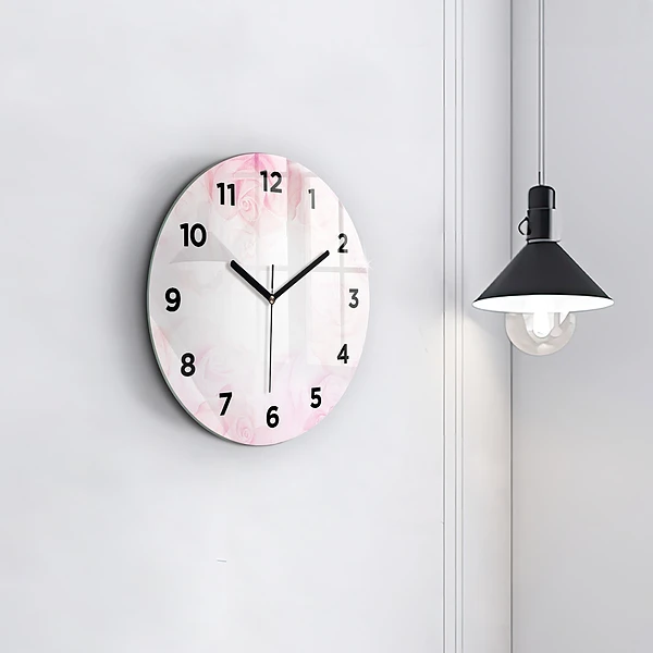 Horloge ronde Roses abstraites