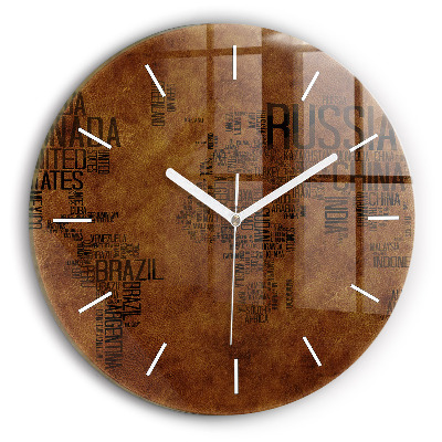 Horloge ronde Carte et noms de pays