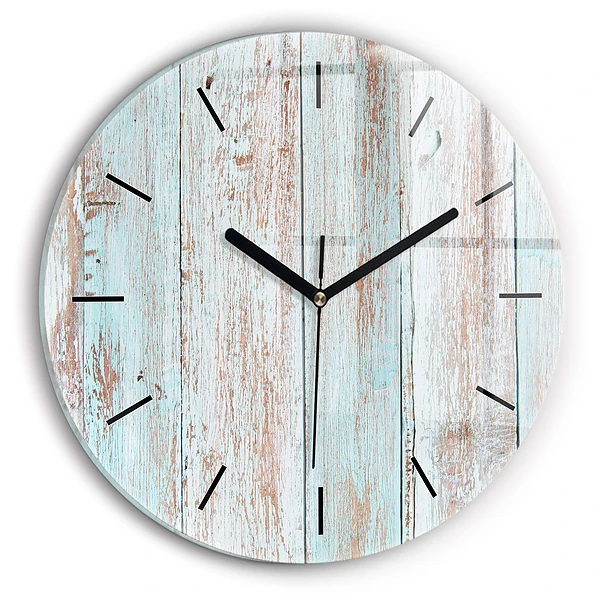 Horloge ronde Bois pastel