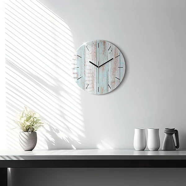 Horloge ronde Bois pastel