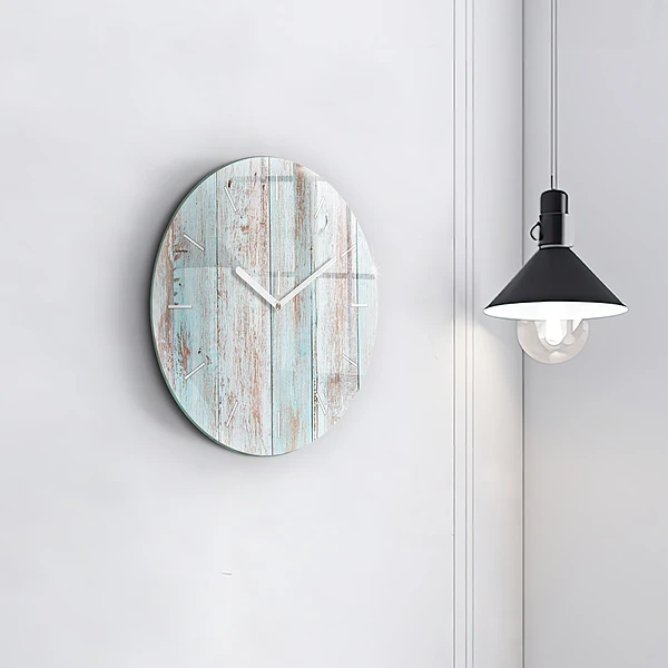 Horloge ronde Bois pastel