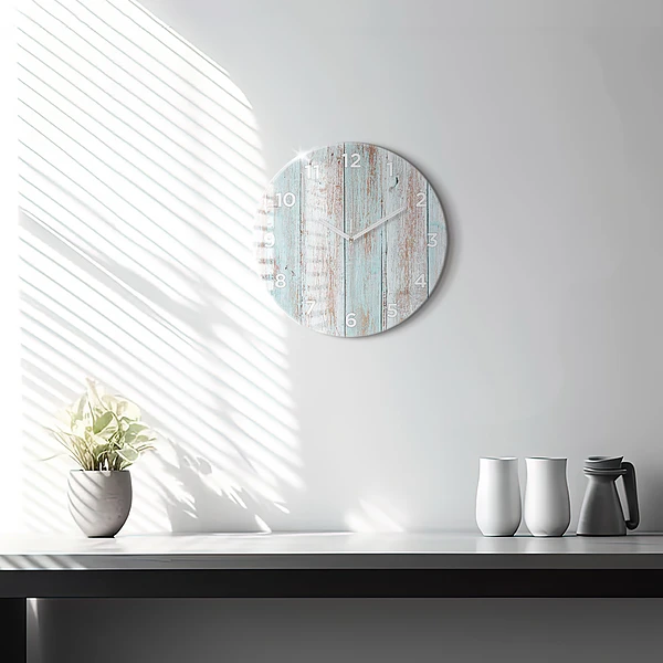 Horloge ronde Bois pastel