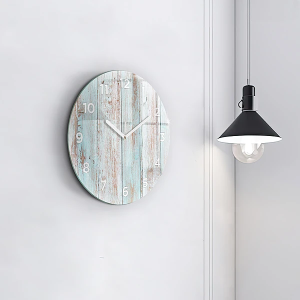Horloge ronde Bois pastel