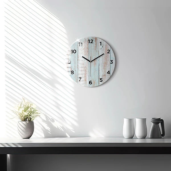 Horloge ronde Bois pastel