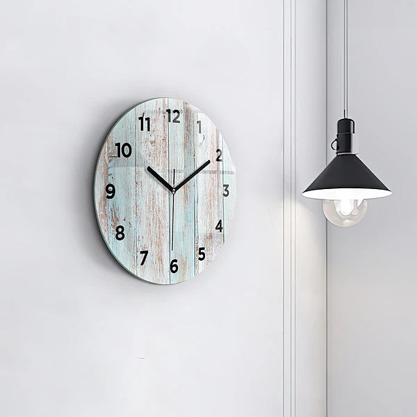 Horloge ronde Bois pastel