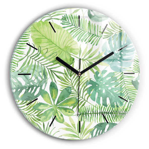 Horloge ronde Feuilles vertes