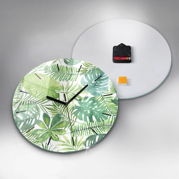Horloge ronde Feuilles vertes
