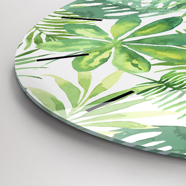 Horloge ronde Feuilles vertes