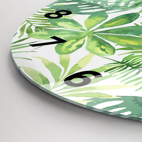 Horloge ronde Feuilles vertes