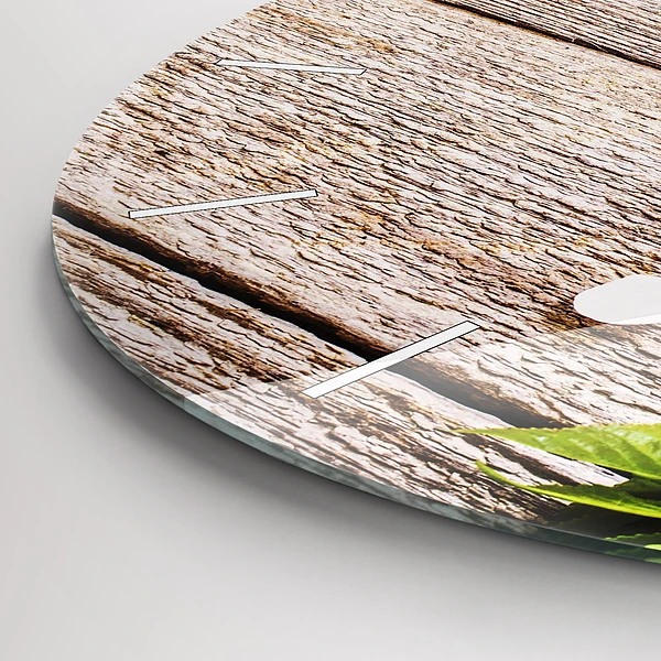 Horloge ronde Fleurs sur bois