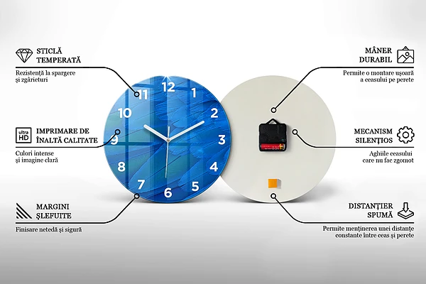 Horloge ronde Fleurs sur bois