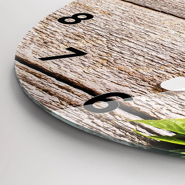 Horloge ronde Fleurs sur bois