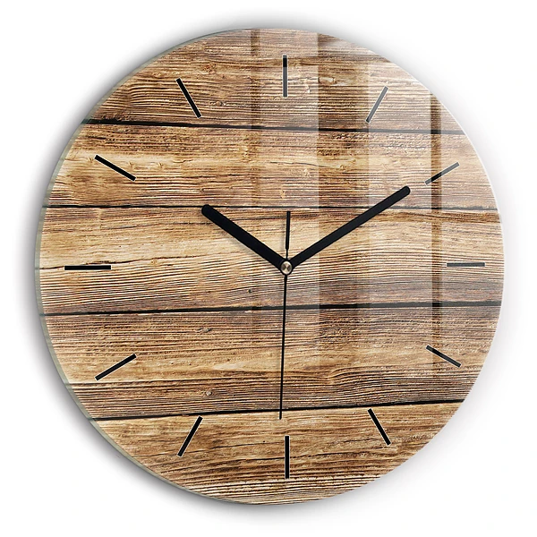 Horloge ronde planches de bois