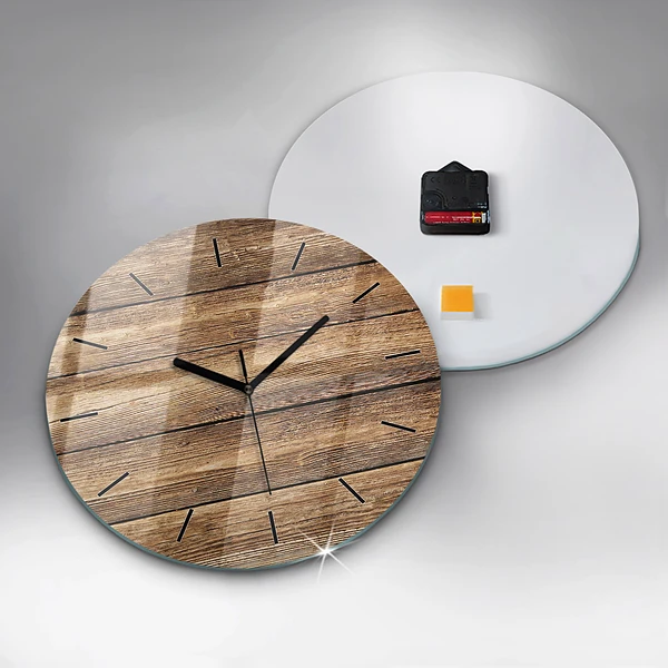 Horloge ronde planches de bois