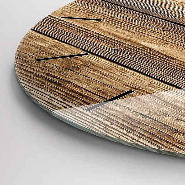 Horloge ronde planches de bois