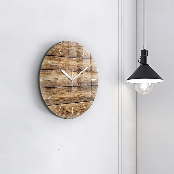 Horloge ronde planches de bois