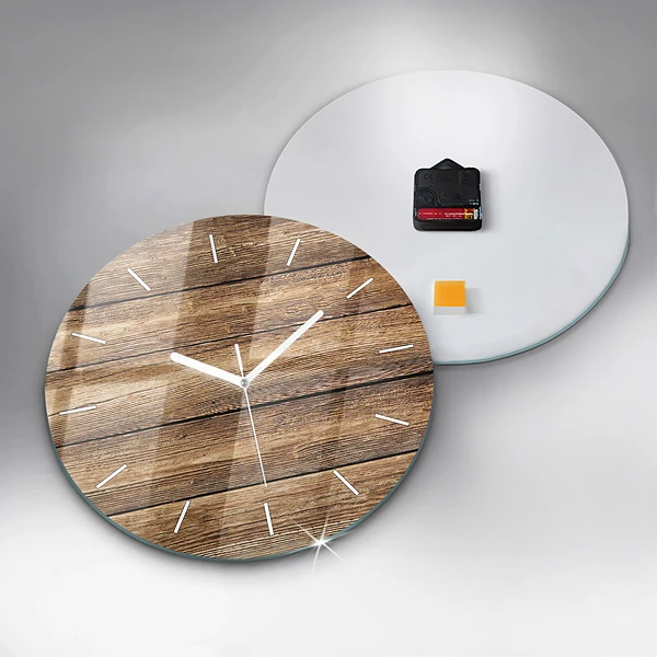 Horloge ronde planches de bois