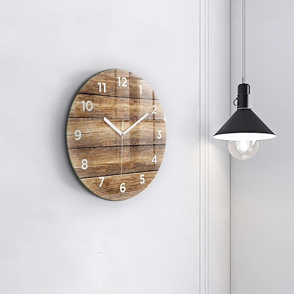 Horloge ronde planches de bois