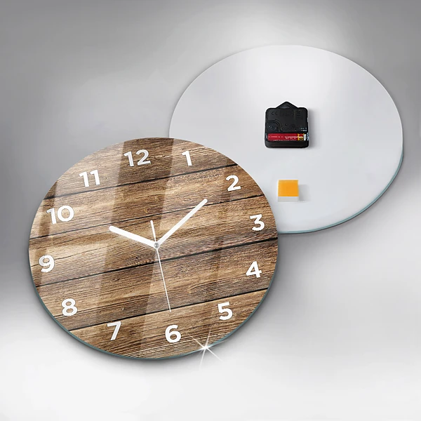 Horloge ronde planches de bois