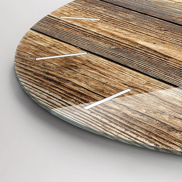 Horloge ronde planches de bois