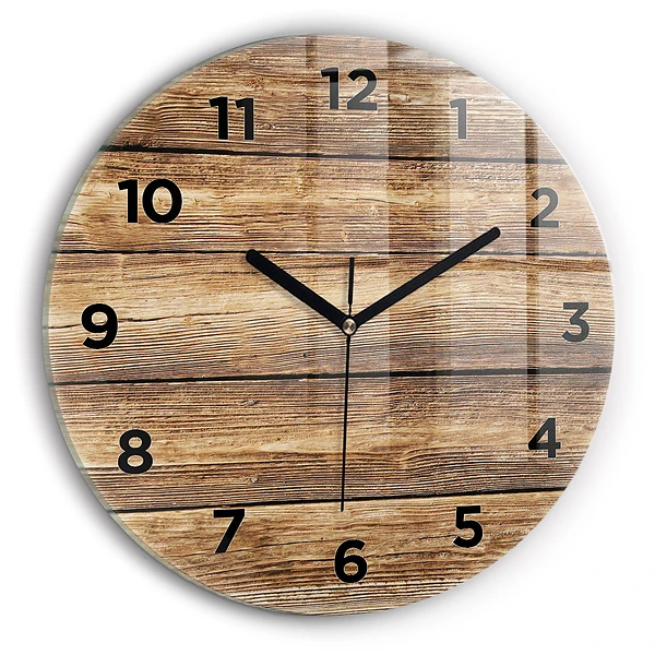 Horloge ronde planches de bois