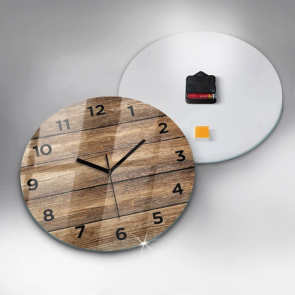 Horloge ronde planches de bois