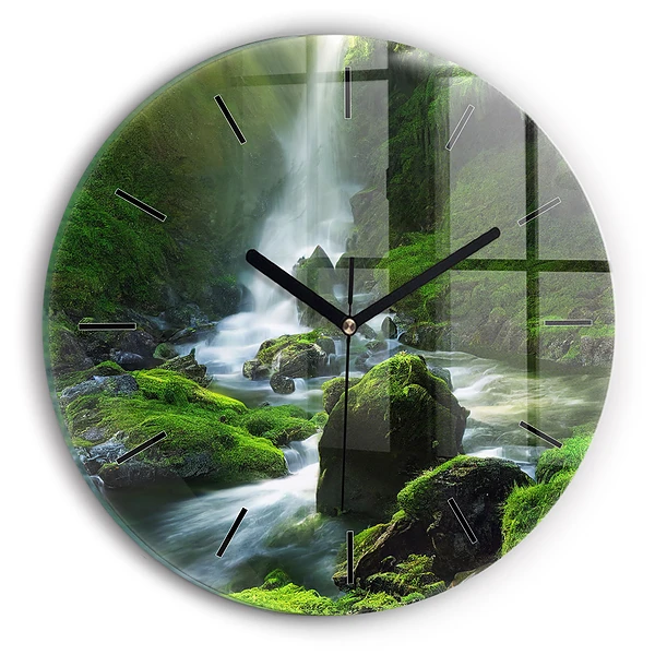 Horloge ronde Cascade et rochers