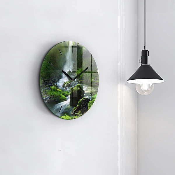 Horloge ronde Cascade et rochers