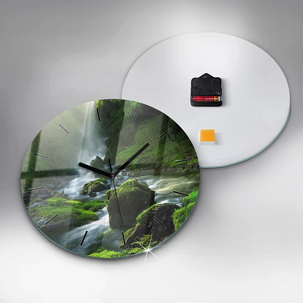 Horloge ronde Cascade et rochers