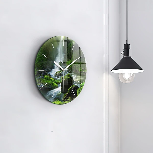 Horloge ronde Cascade et rochers