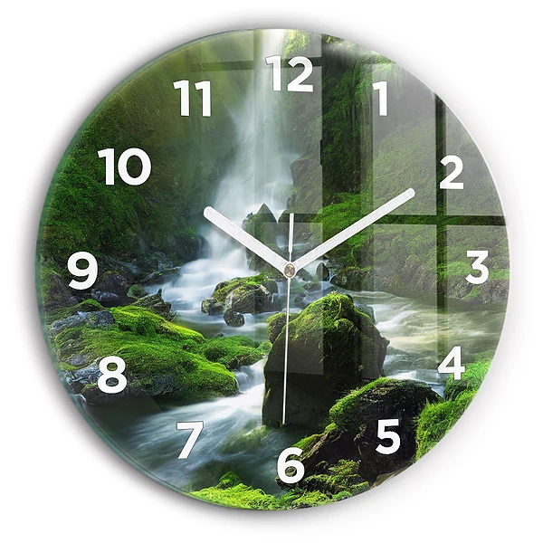Horloge ronde Cascade et rochers