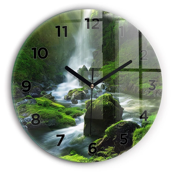 Horloge ronde Cascade et rochers