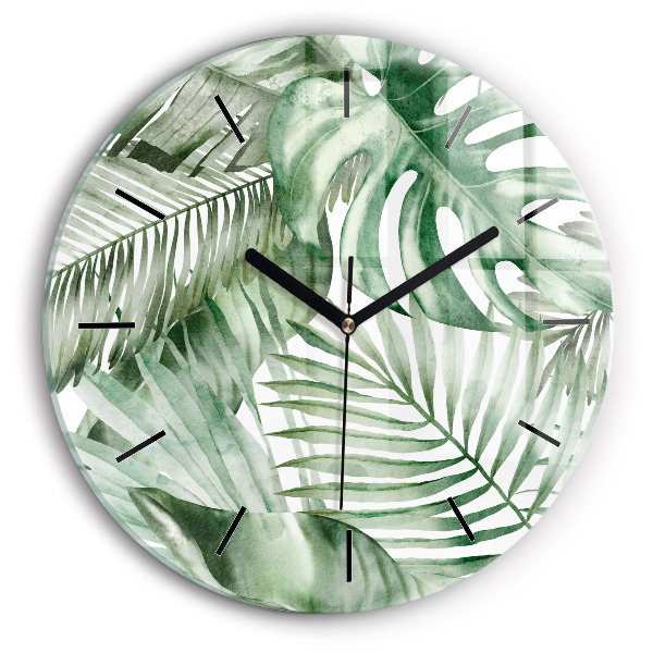 Horloge ronde Feuilles de plantes peintes