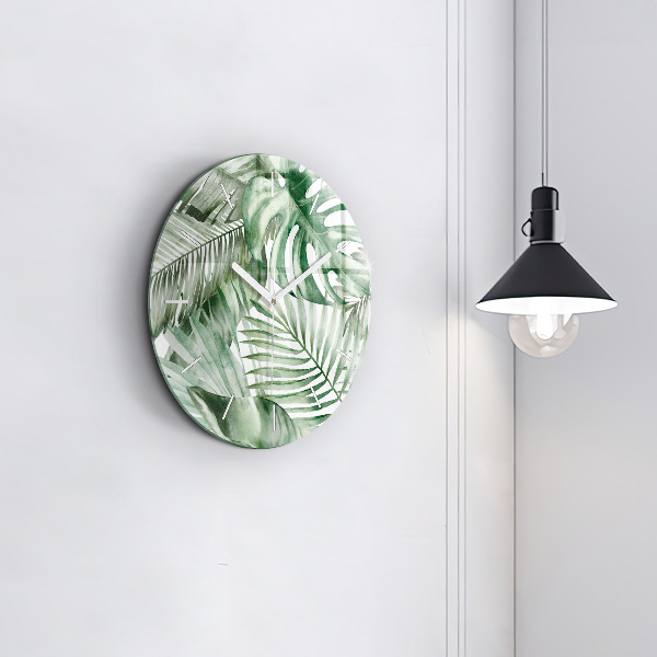 Horloge ronde Feuilles de plantes peintes