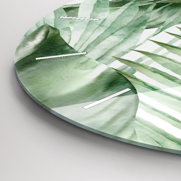 Horloge ronde Feuilles de plantes peintes