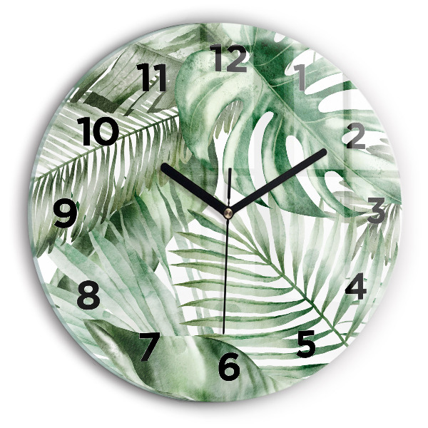 Horloge ronde Feuilles de plantes peintes